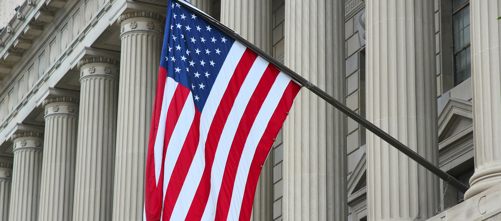 American flag on a Government building