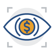 Eye with dollar sign icon
